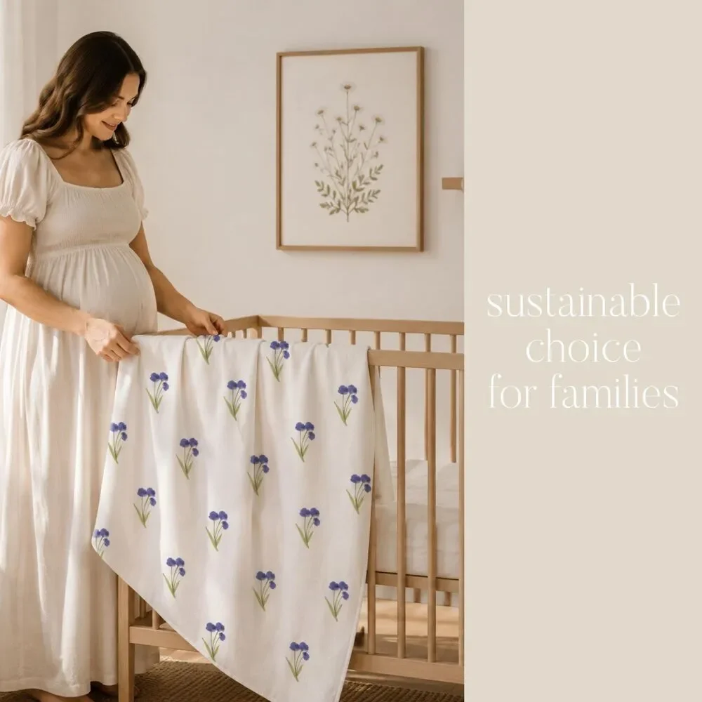 Organic Baby Blanket | Watercolor Birth Month Flower February Violet Shower Gift